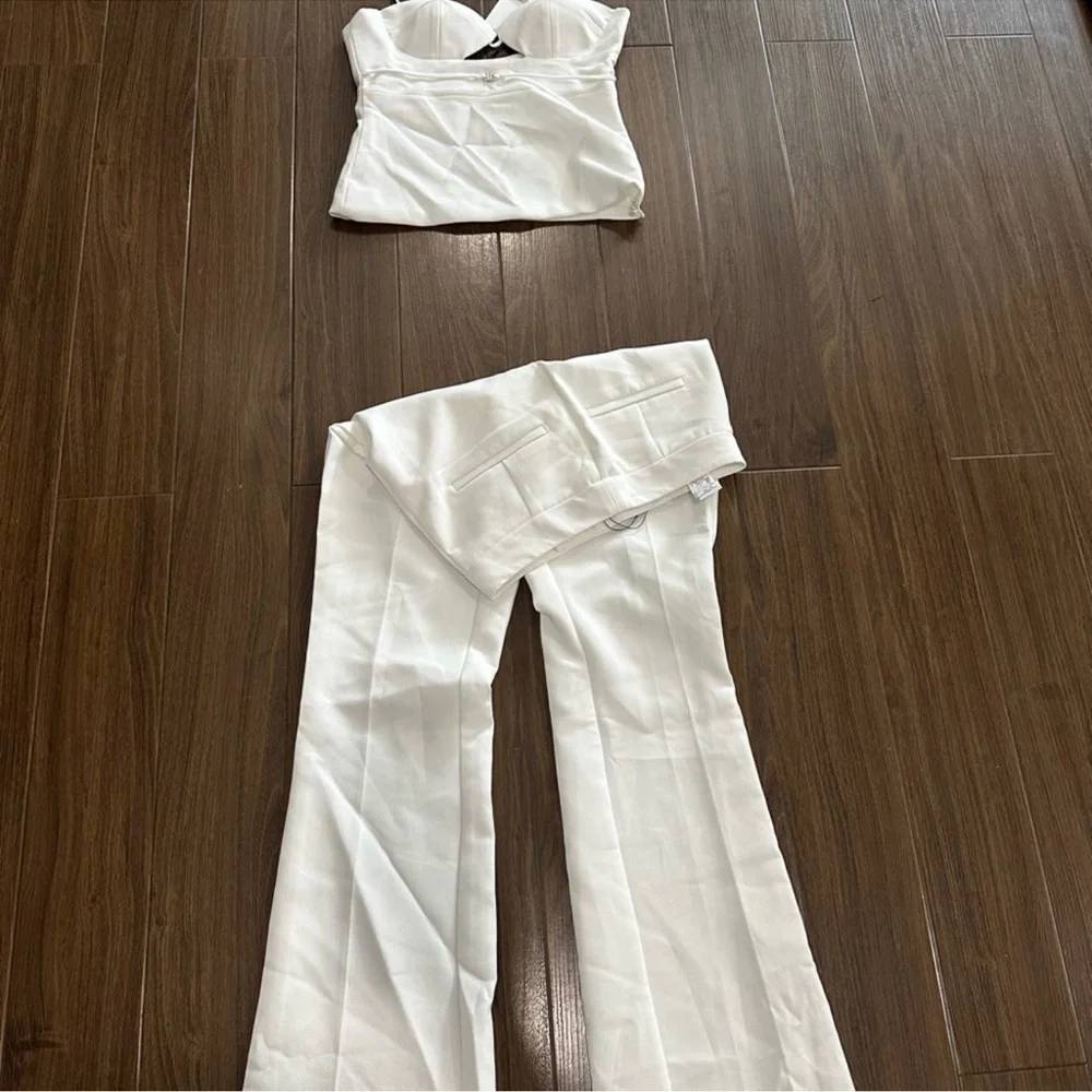 Zara White Women's Boot Cut Pants & Jumpsuit Set - Picture 5 of 6